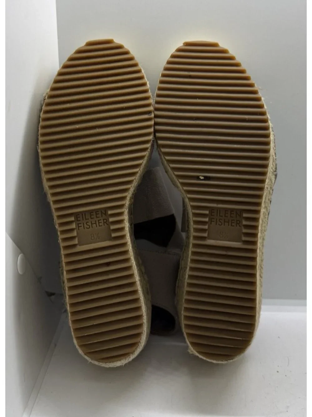 Eileen Fisher Willow Espadrille Platform Wedge Sandals Women 8.5 Tumbled Leather